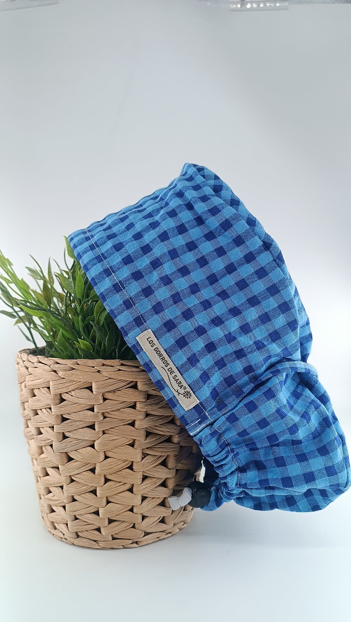 Gorro pelo largo ajustable - Vichy Azul Royal